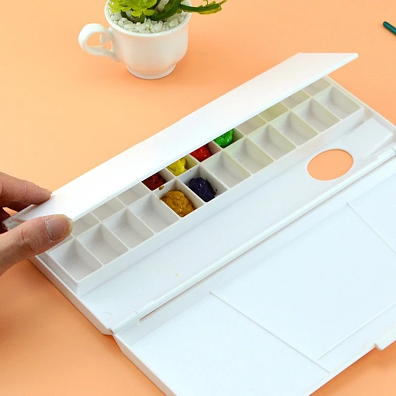 

Watercolor Color Palette 24-Compartment Plastic Clamshell Moisturizing Foldable T21A