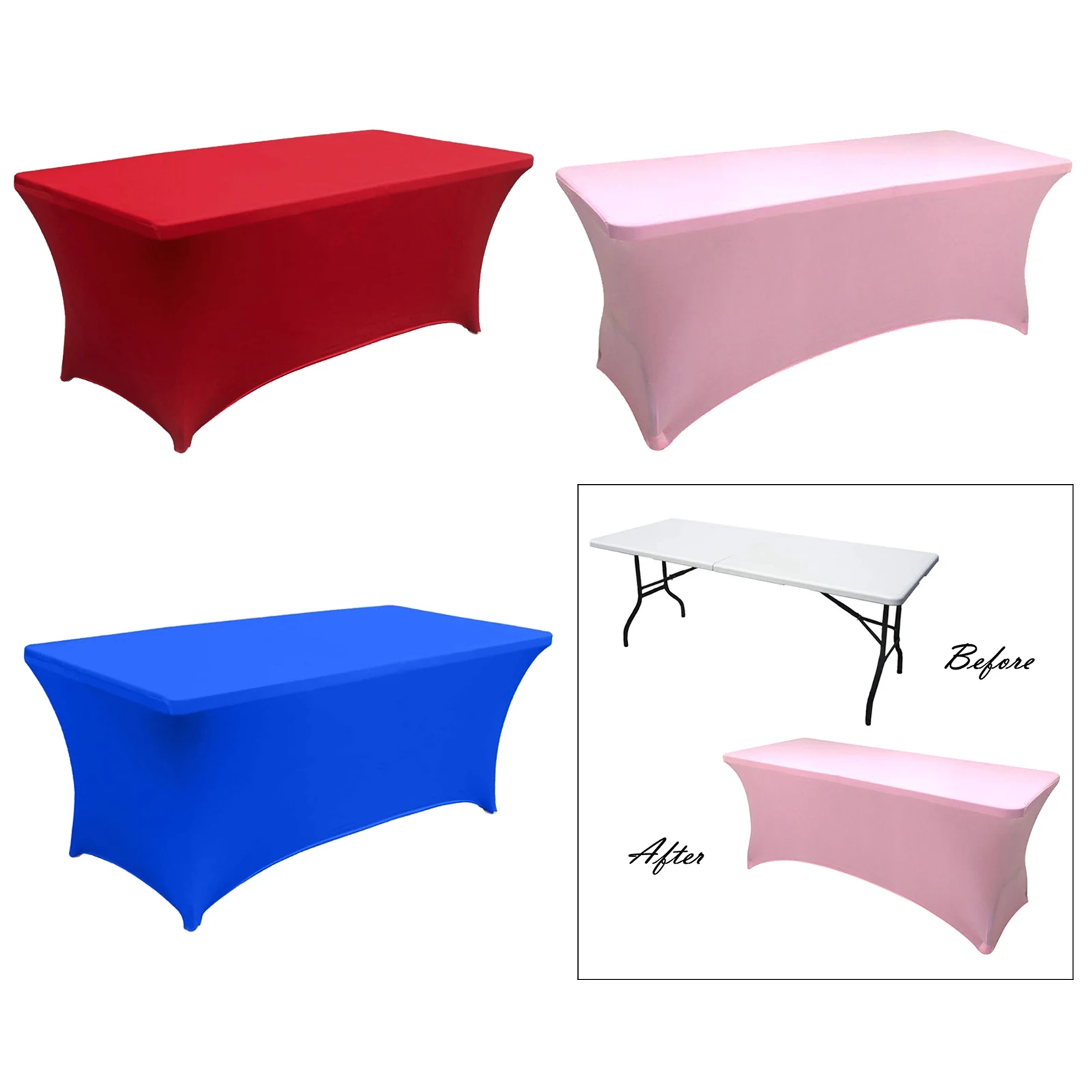 

6 Ft Rectangular Spandex Table Cover for Kitchen Dining Catering Wedding Birthday Party Decorations Events
