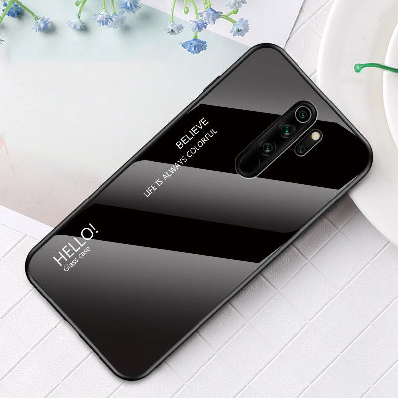 Черный Для Xiaomi Redmi Note 8 Pro Чехол из закаленного стекла роскошный градиентный Мягкий силиконовый чехол-рамка для Xiomi Redmi Note 8 Plus чехол для телефона - Цвет: Черный