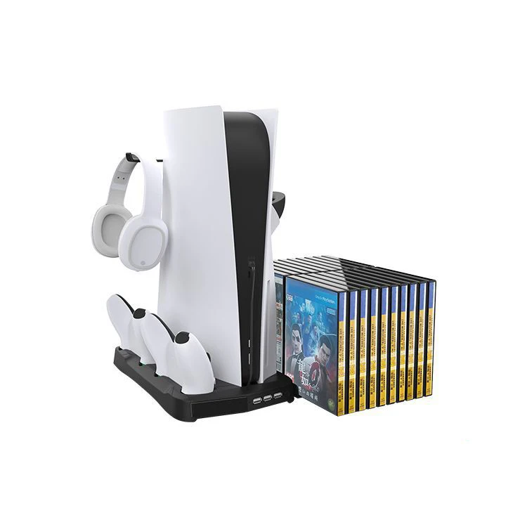 

3 Hub Port Dual Controller Charging Station Charger For PS5 Vertical Cooling Fan Stand Digital Edition With Game Slot