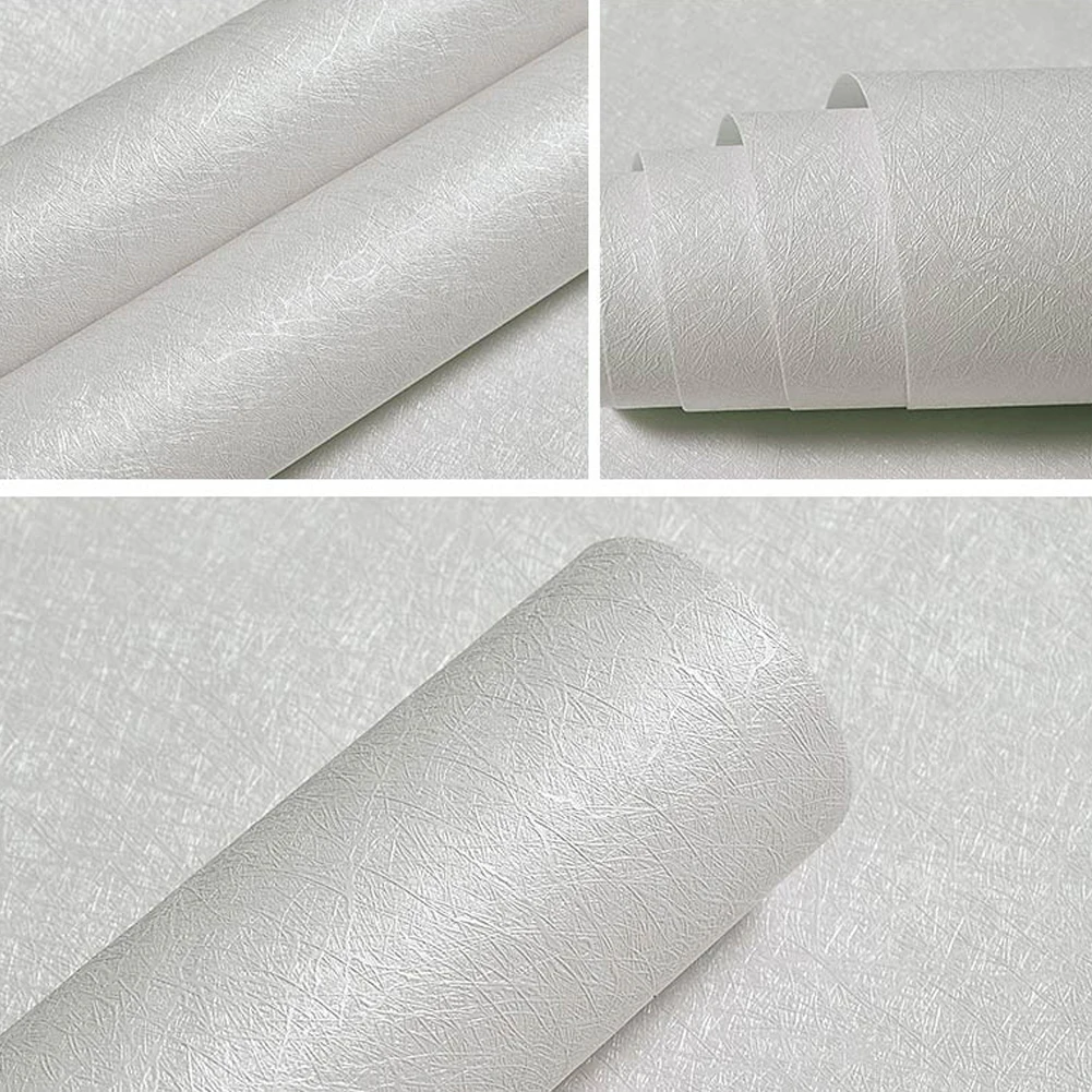 

Pvc Self Adhesive Silk Peel and paste Wallpaper Roll Vinyl Simple Silver Grey Contact Wall Paper for Living Room Bedroom Walls