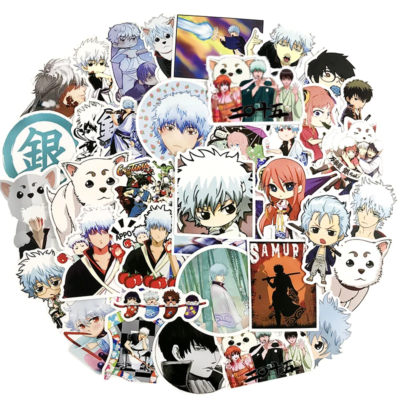 10/50pcs /pack Japan Anime Gintama Cartoon Stickers For Case Laptop Motorcycle Skateboard Luggage Children Toy Decal Sticker - купить по