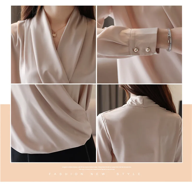 

Blusas Mujer De Moda Spring 2020 Sexy V-Neck Women's Blouse Chiffon Long Sleeve Short Tops Female Office Lady Elegant Shirt M358