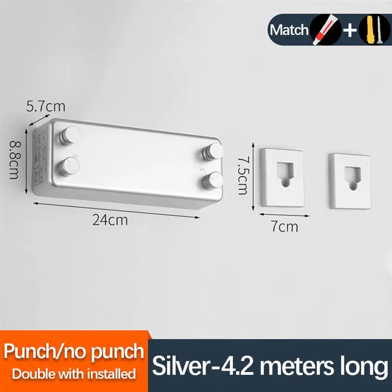 

Clothes Line Stainless Steel Balcony Wire Rope No-hole Indoor Clothes Quilt Dry Hanger Invisible Telescopic Clothes Hanger