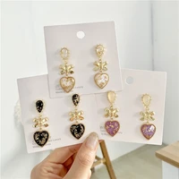 shiny multi hearts bowknot clip on earrings no pierced dream korean fashion earrings for women