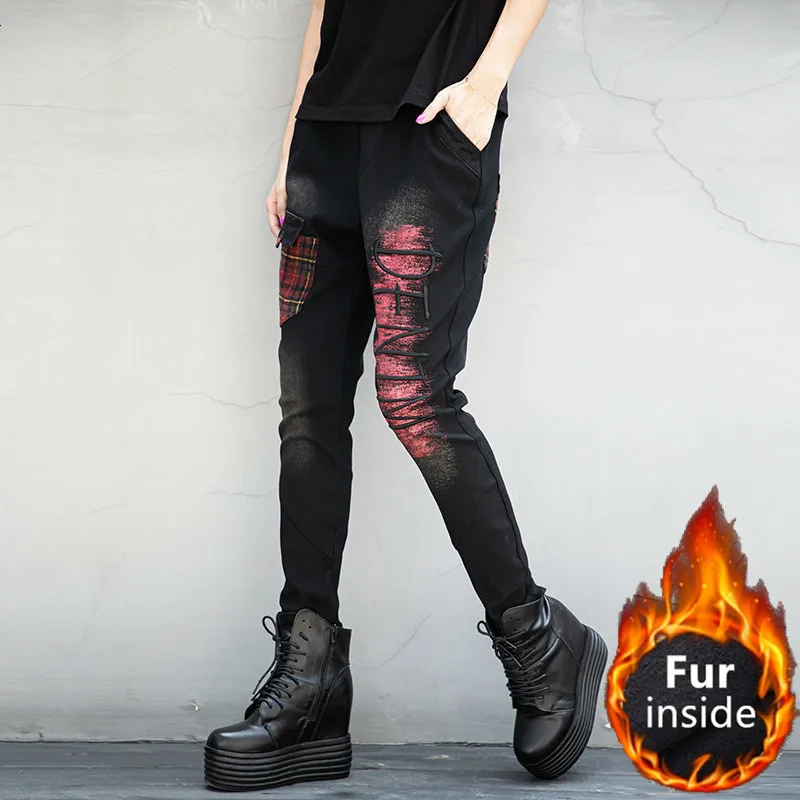 Max LuLu 2019 Модные женские джинсовые брюки в Корейском стиле панк зимние теплые