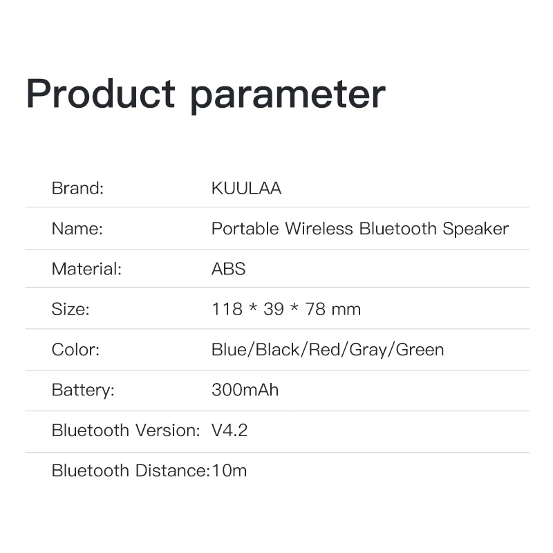 

KUULAA Mini Bluetooth Speaker Portable Wireless Loudspeaker Sound 3D Stereo Music Surround Outdoor Speaker Support FM TFCard