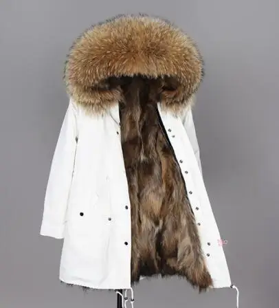 17rabbit fur liner Натуральная меховая белая хлопковая куртка зимняя женская меховая куртка парка подкладка из натурального кроличьего меха с лисьим меховым воротником с планкой добавляют манжеты - Цвет: 17rabbit fur liner
