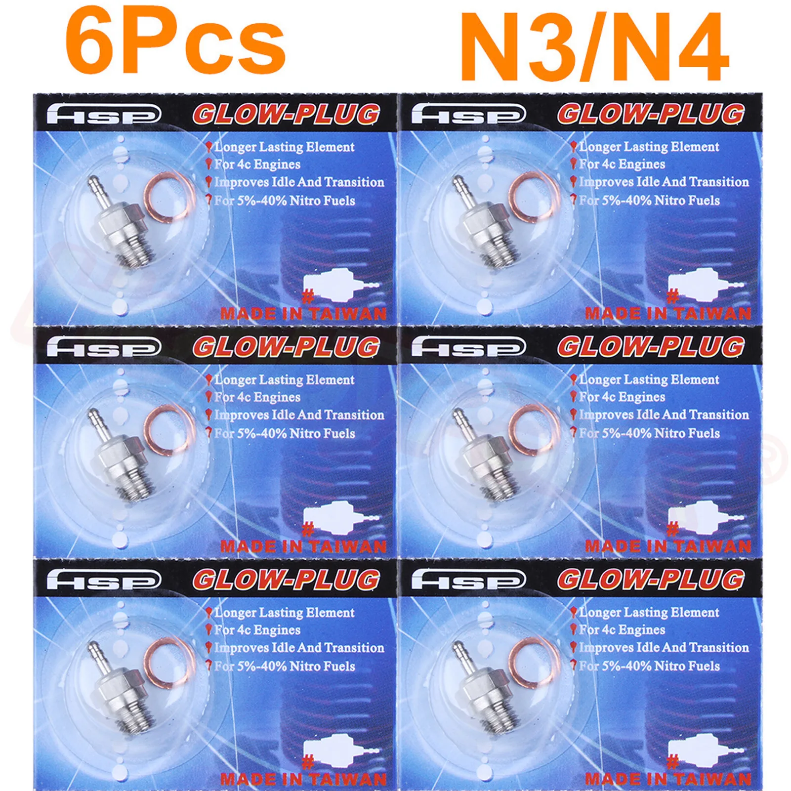 6 шт. N3 Горячая Свеча зажигания #3 #4 N4 свеча свечи для Vertex SH Nitro детали двигателя 1/10