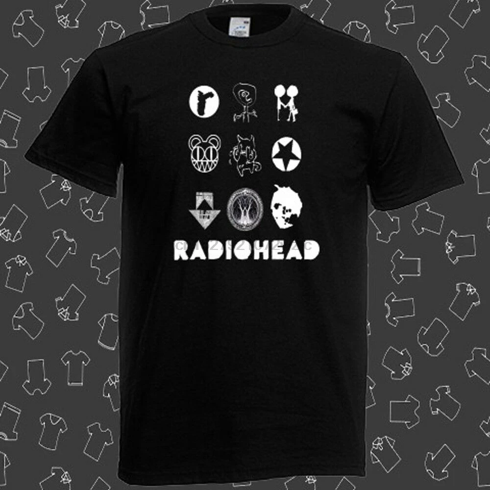 Radiohead Oboi Logotip Alternativnaya Rok Gruppa Muzhskaya Chernaya Futbolka Aliekspress