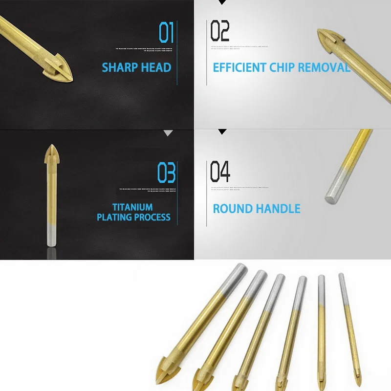 6 шт. сверло для поперечной плитки промышленного класса с круглой ручкой