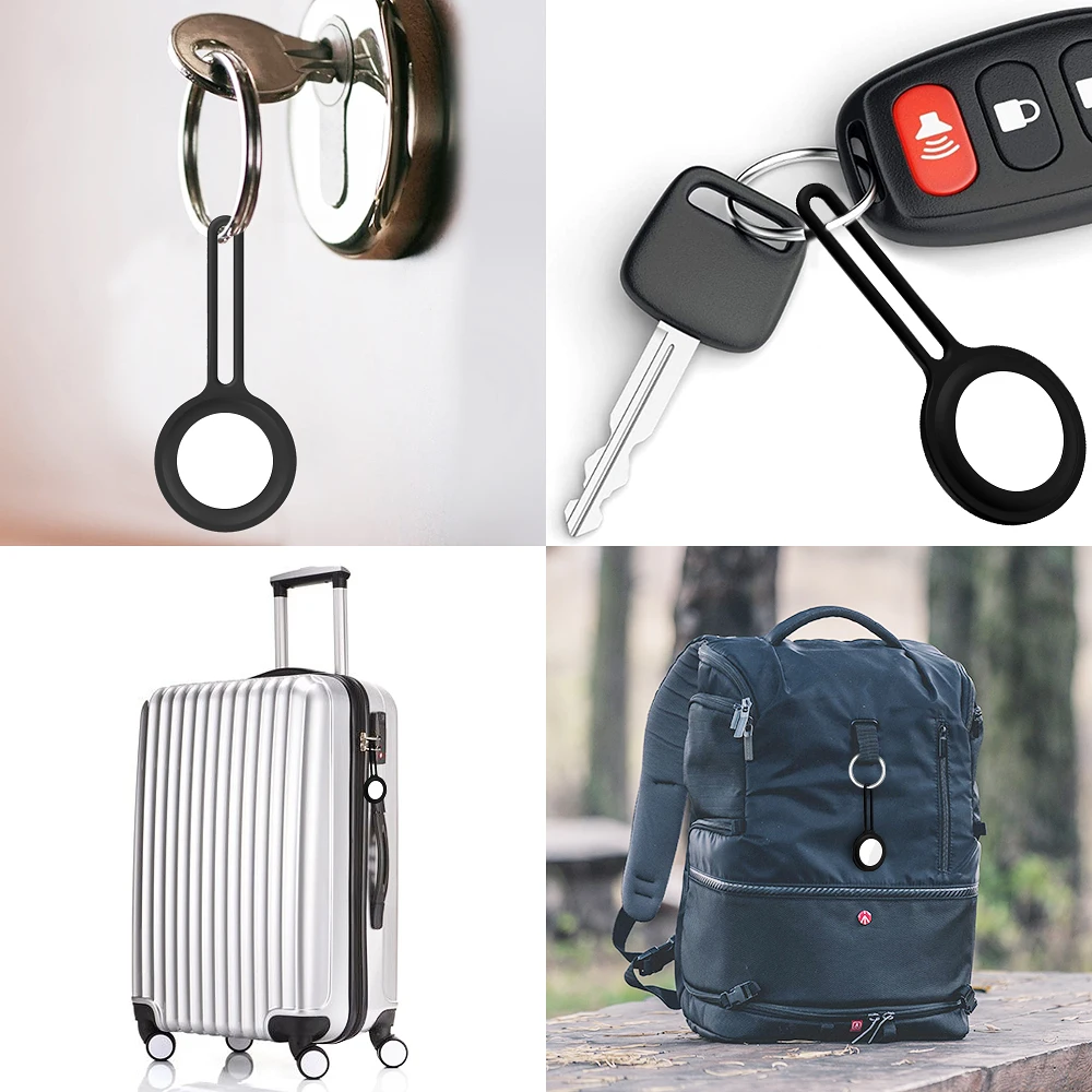 

Liquid Silicone Protective Case For Apple Airtags Hangable Keychain Locator Tracker Accessories Portable Hook Cover Airtag Case