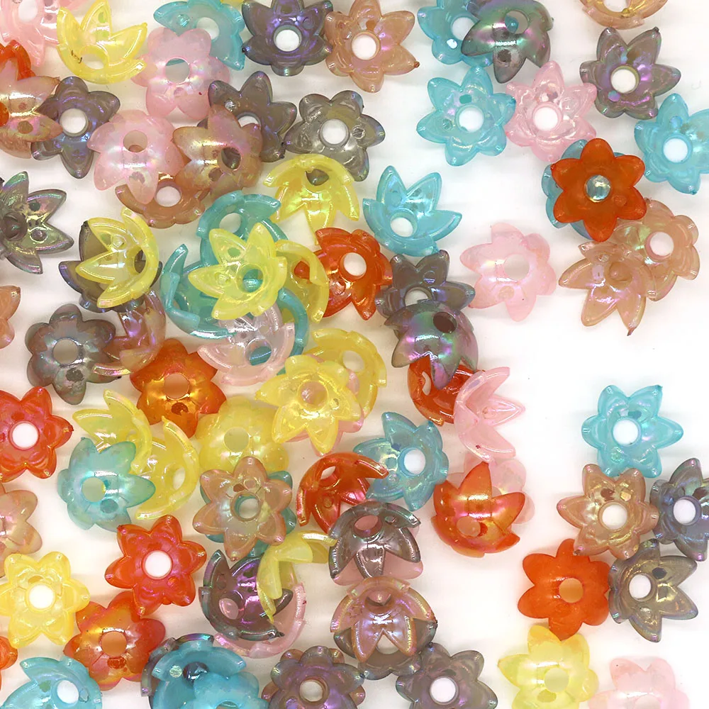 

Potosala 100pcs Acrylic Six Petal Torus Loose Beads Flower Sharp Corner Shape Spacers For Jewelry Making DIY Craft Accessories