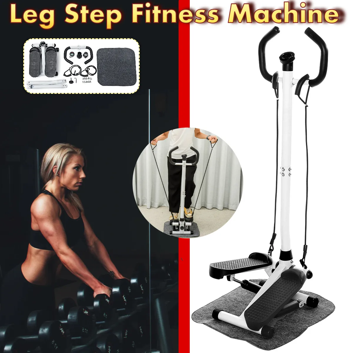 

Multifunctional Home Gym Weight-loss Leg Fitness Step Machine Indoor Stepper LCD Monitor Handle Bar Work Adjustable Height