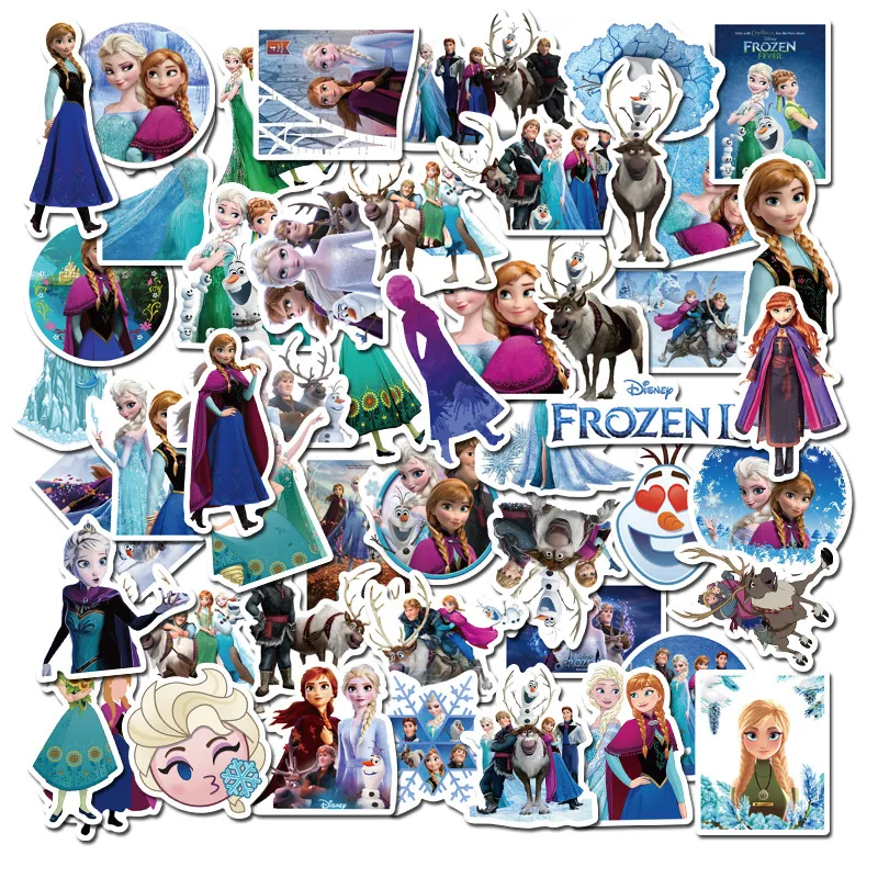 Nuevos 50 Uds Disney sticker Frozen 2 princess Sophia pegatinas de grafiti en scooters maletas pegatinas de dibujos animados-0