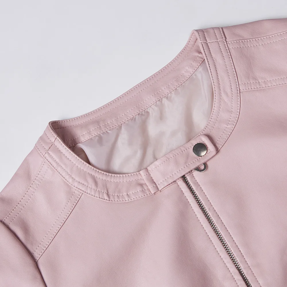 Куртка женская из искусственной кожи Fitaylor повседневная короткая байкерская