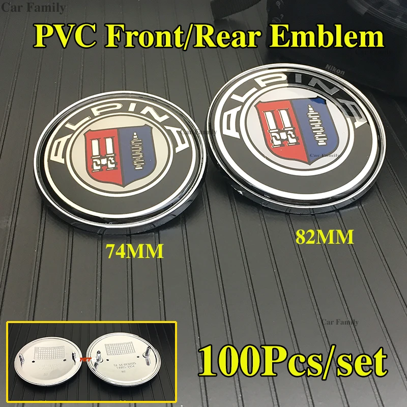 

100pcs Car Front Bonnet Badge Expoy Logo Auto Trunk Emblem Caps Car Series 74mm 82mm PVC Chrome Base label
