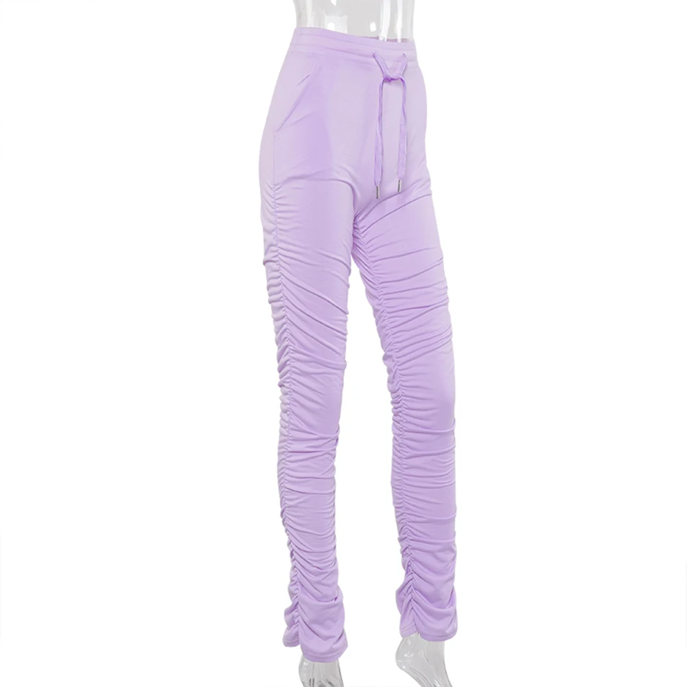 

Autumn Sweatpants Women Flare Pants Womens Ladies Stacked Joggers Pleated High Waist Trousers Split Bell Bottom Pants