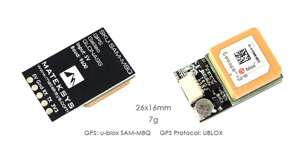

GPS- Matek Ublox SAM-M8Q GLONASS Galileo QZSS SBAS FPV Racing