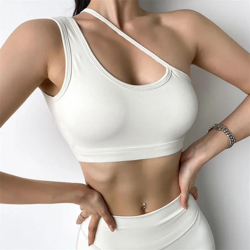 

Yoga Bra Women Fitness Seamless One Shoulder Shockproof Brassiere Sports Joggings Athletics Gym Bodybuilding Quick Dry underwear