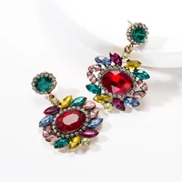 geometry rhinestone earrings retro temperament elegant wedding drop earrings for women fashion imitation jewelry wholesale