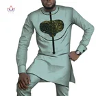 Мужской комплект из 2 предметов, повседневная жаккардовая рубашка и брюки в африканском стиле, WYN767