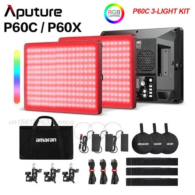 

Aputure Amaran P60c P60x RGBWW Photography Lights Full-color Bi-color LED Panel Lamp 2500K-7500K Suitable Sidus Link App