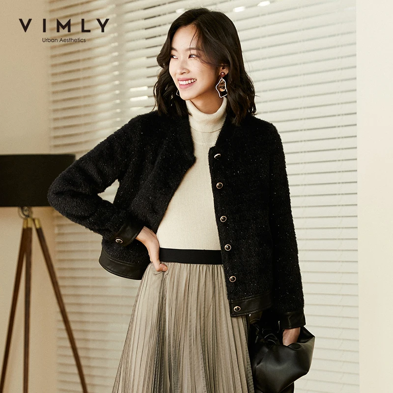 

Куртка Vimly женская короткая, модная однобортная утепленная мягкая однотонная Повседневная, F2937, 2020