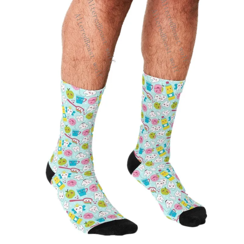 Смешные мужские носки harajuku в форме зуба капы Печатный счастливый стиле хип-хоп