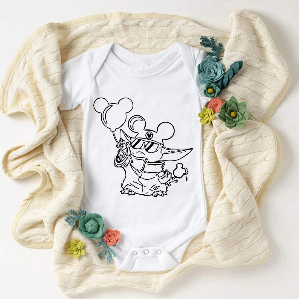 

Baby Rompers Infant Jumpsuit for Boy Girls Fashion Newborn Clothes Summer Mandalorian Baby Yoda Mickey Hat Clothing Costume