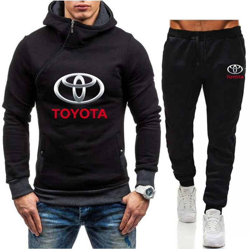 

Новинка весна-осень 2021 Мужская спортивная одежда Toyota индивидуальный костюм с принтом толстовка с Диагональной молнией Костюм для бега улич...