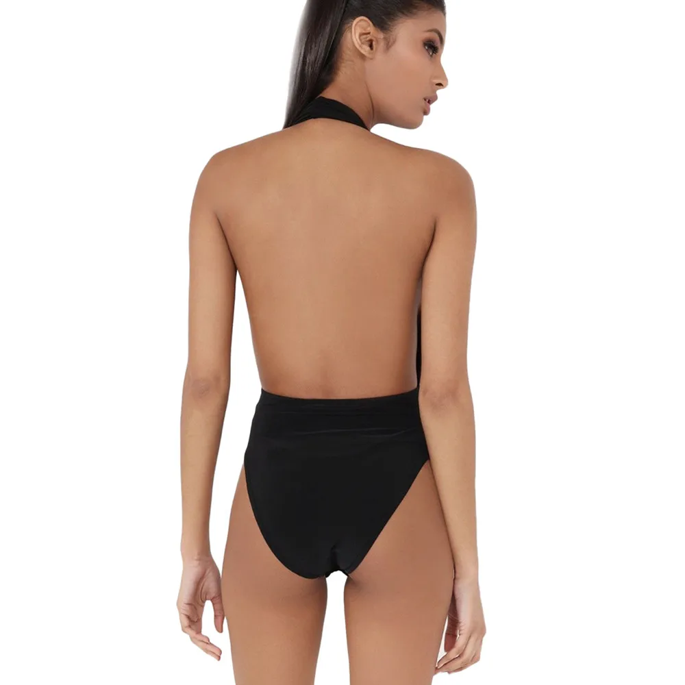 

Classic Bikini 2021 Sexy Women Plunge Halter Neck Backless Stretch Bodysuit Bikini Swimsuit Beachwear Bathing Swimwear#40