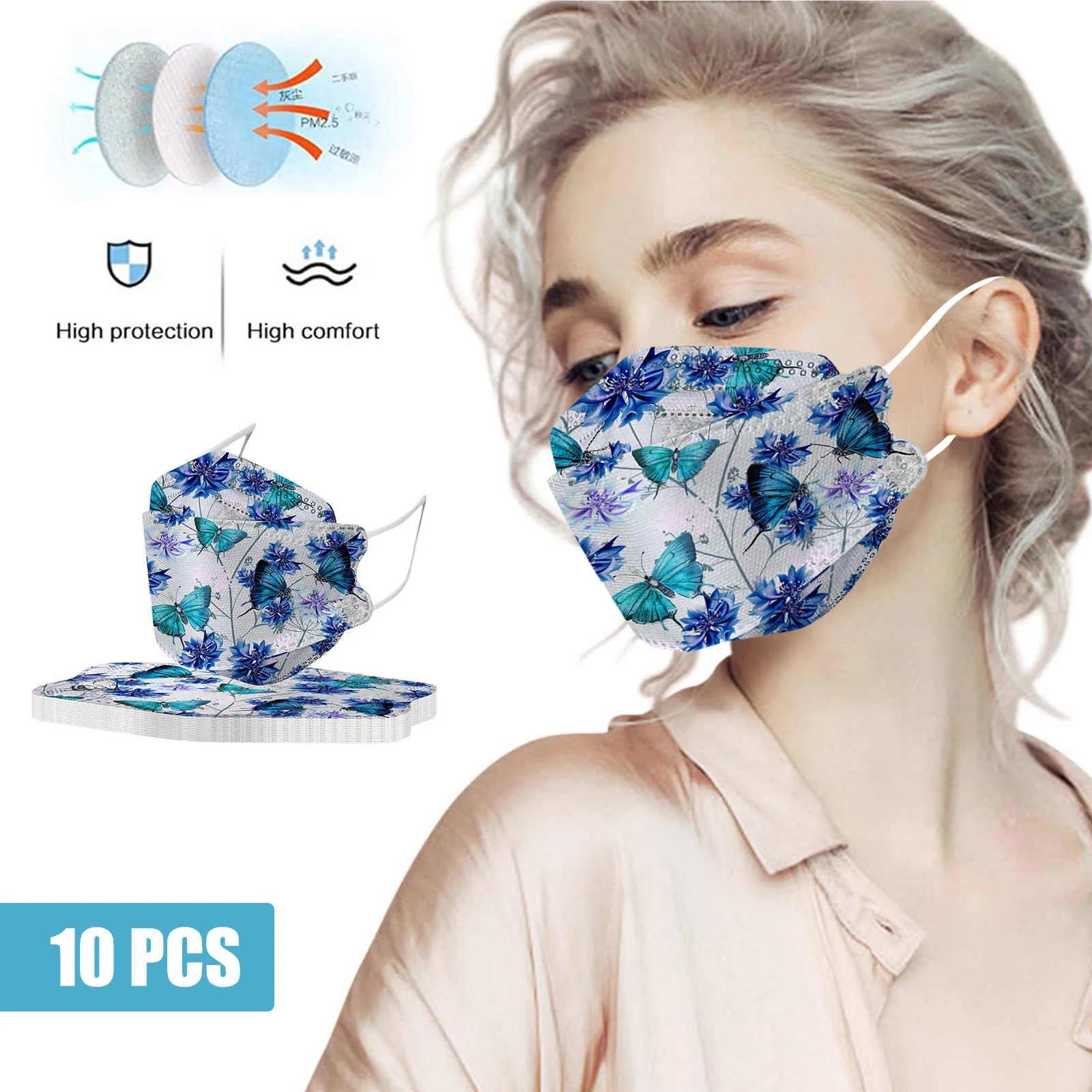 

10PC Elegant Women Dress Mask For Protection Dustproof Flower Design Face Masks Cover Reusable PM2.5 Masks VIP Decoration