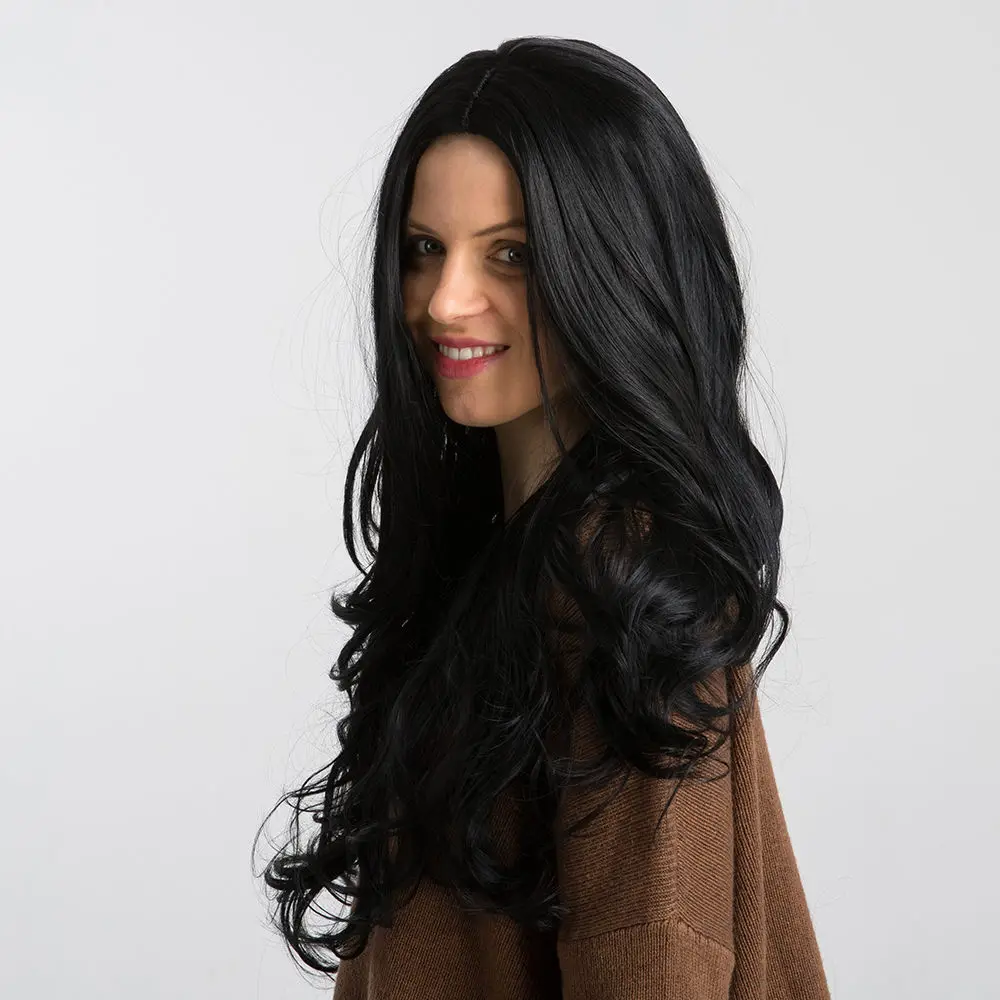 Длинные парики блонд коричневые волнистые с челкой для женщин синтетические