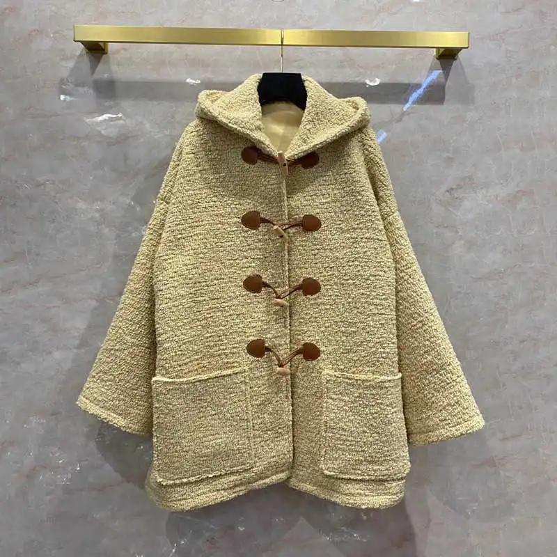 

Women's 2021 Winter Designer High Quality Wool Hooded overcoat C531