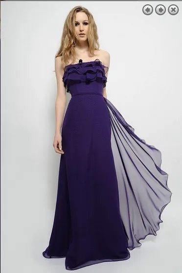 

free shipping pageant vestido de noiva 2018 plus brides robe de mariee formal long party gown purple chiffon Bridesmaid Dresses
