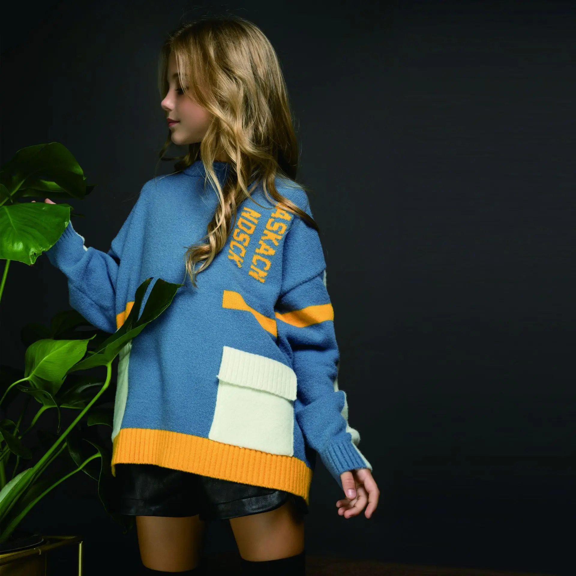 Новинка пуловер для девочек свитер сезон осень зима Детский с принтом модная