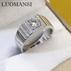 Мужское кольцо Luomansi из серебра 100% пробы с муассанитом 1 карат