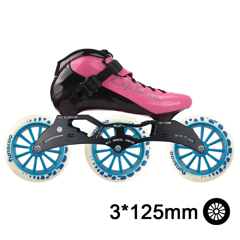 Pink White ISPORTS скоростные роликовые коньки из углеродного волокна для соревнований 3*125 мм или 4*100/110 мм уличные гоночные коньки Patines роликовые коньки SH56 - Цвет: Pink White