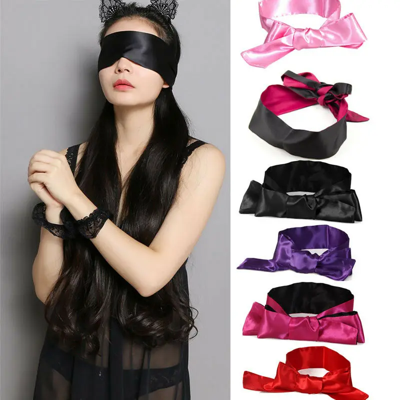 

Women Sexy Lace Eye Mask Blindfold Handcuff Restraint Flogger Whip Costume Ecstasy Silk Satin Tie Eye Shade Cover Blinder Ribbon