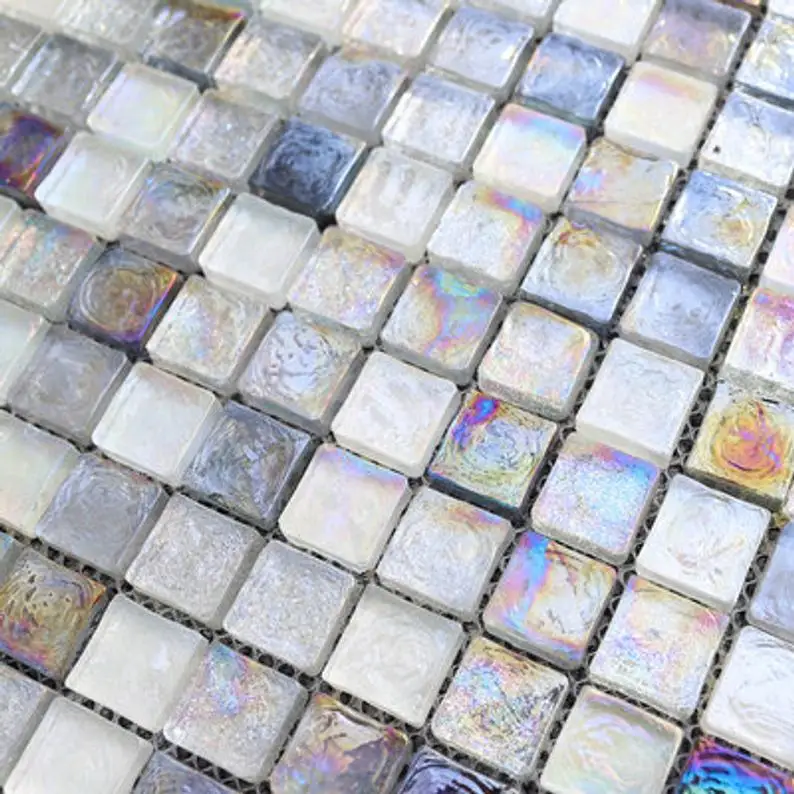 

Sugar White Light Gray Rainbow Glass Mosaic Tile Backsplash CGMT1910 Stained Glass Mosaic Bathroom Kitchen Wall Tiles
