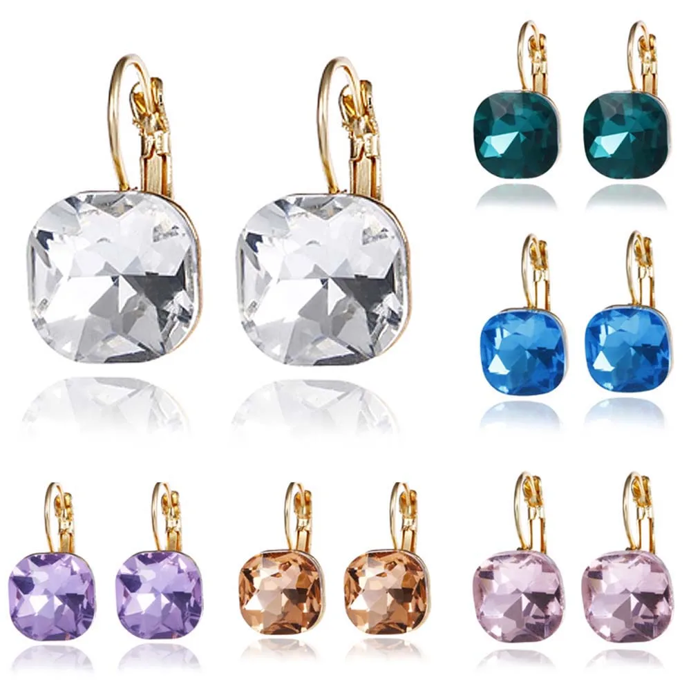 Модные инкрустированные серьги гвоздики с черным австрийским кристаллом в