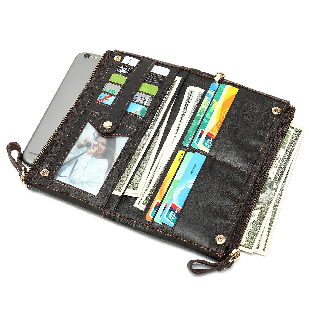 Мужской кошелек новинка для отдыха многофункциональный кожаный на застежке