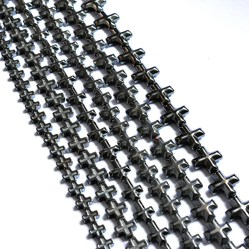 Concave Cross Bulge Black Hematite Stones Make Beads for Jewelry Making Accessories Bracelet Necklace DIY | Украшения и