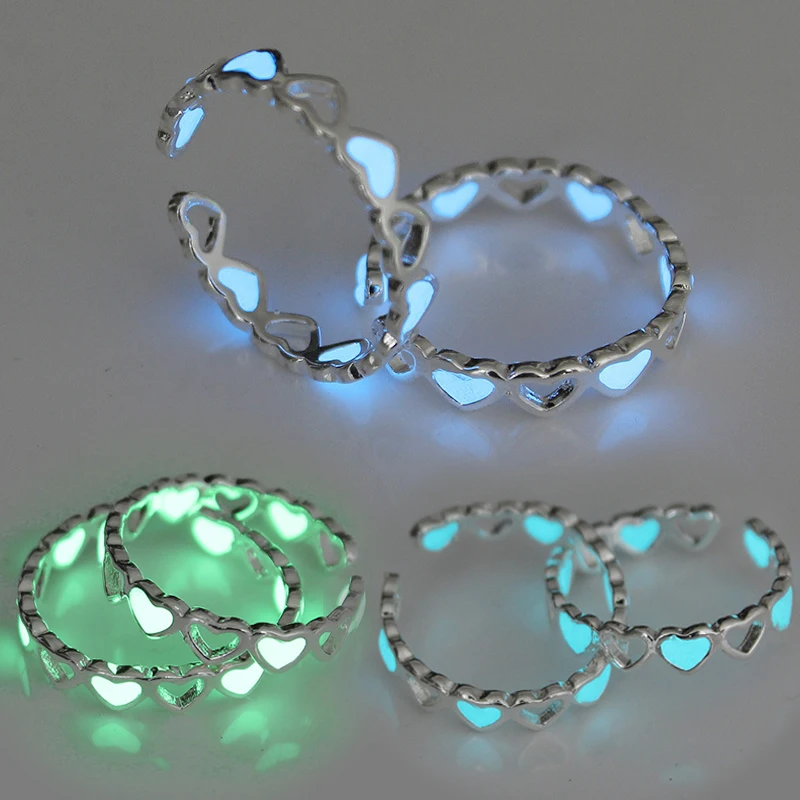 Светящееся кольцо в форме сердца для женщин и мужчин парные кольца открытые