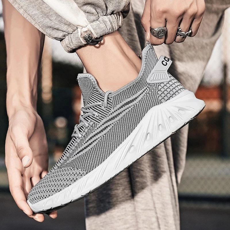 

2021 Men's Sport Shoes Solid Color Round Flat Tennis Shoes Adult Sneakers Wear Resistant Sweat Absorbent Light Male Casual Shoes