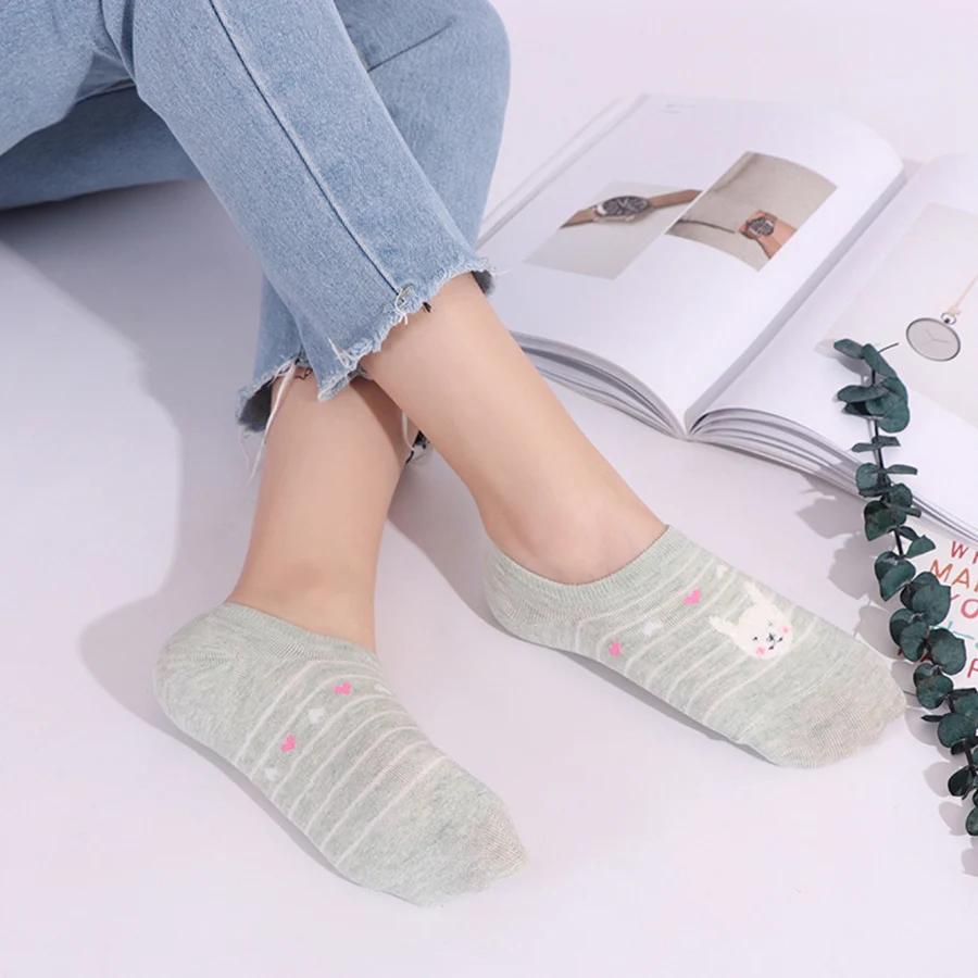 Носки женские хлопковые с забавным рисунком Банни медведя кота |