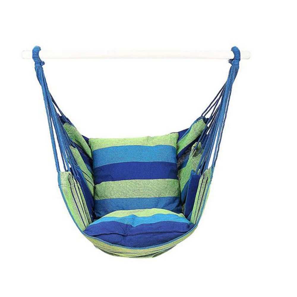 

Hanging Hammock Chair Home Garden Outdoor Swing Travel Camping Indoor Portable Relaxation with Cushion Canvas