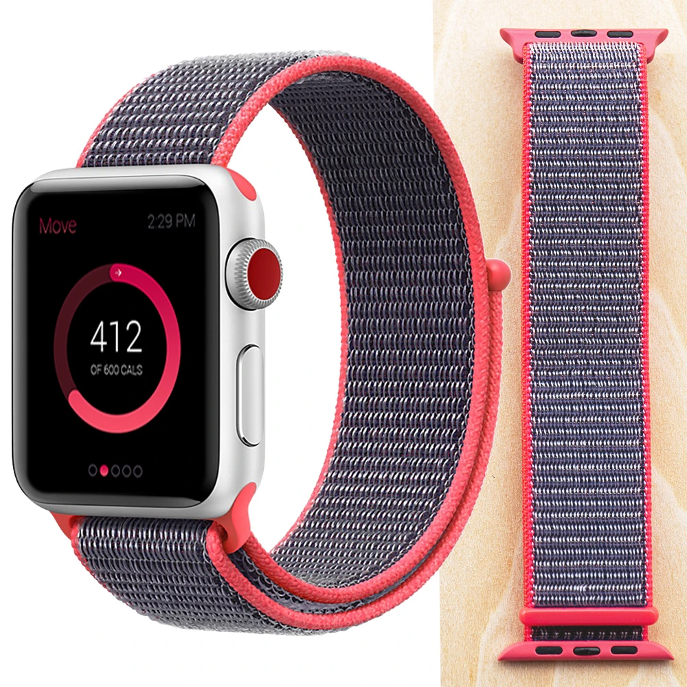 Electric Pink Новая высококачественная нейлоновая Спортивная петля для Apple Watch band Series 4 3 2 1 мягкий дышащий тканый ремешок 44 мм iwatch 42 мм 38 - Цвет ремешка: Electric Pink