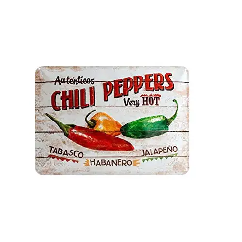 

Retro Metal Tin Sign Vintage Hot Chili Peppers Aluminum Sign for Home Coffee Wall Decor 8x12 Inch